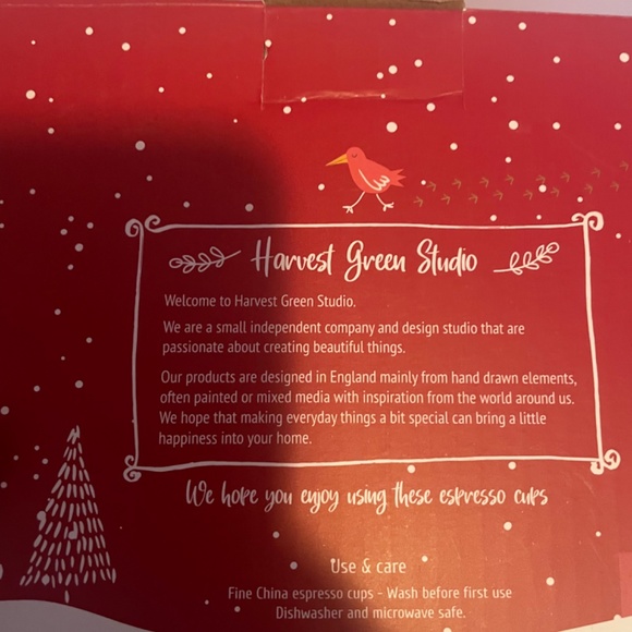 set of 4 espresso mugs/cups (like Rae Dunn) holiday winter Christmas - Picture 2 of 2